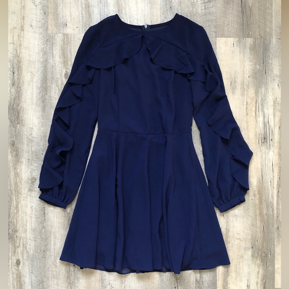 Lulu’s Blue Ruffle Sleeve Dress - Picture 1 of 2